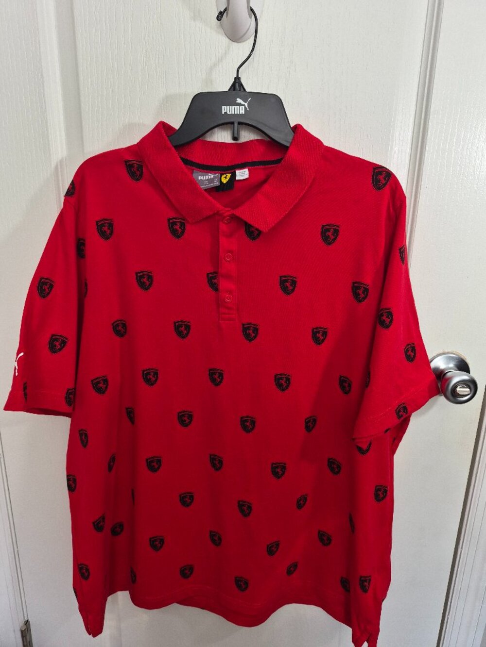 Puma Ferrari Polo Shirt XXL Red Scuderia All Over Print Men's Rare